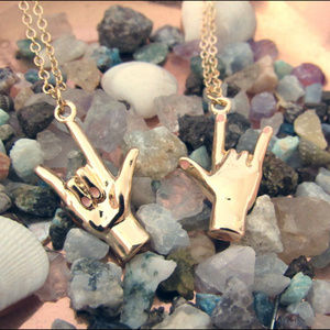 gold hand shapped necklaces